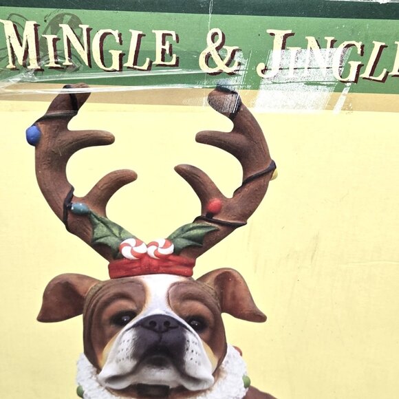 Cracker Barrel Mingle Jingle Holiday Bulldog Reindeer statue (24 inches) - Picture 8 of 9